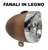 Riflettore o Fanale Bici Classica Anteriore a LED con Corpo in Legno