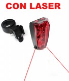 Fanale Bici Posteriore LED Rosso a Batteria con LASER Ingombro Stradale