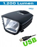 Fanale Bici Anteriore Ricaricabile USB al Manubrio STARLIGHT 1200 Lumen